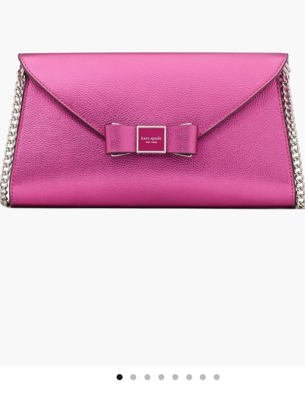 Kate Spade Morgan Bow Metallic fuchsia Envelope Flap Crossbody and dust bag NWT - Picture 9 of 12